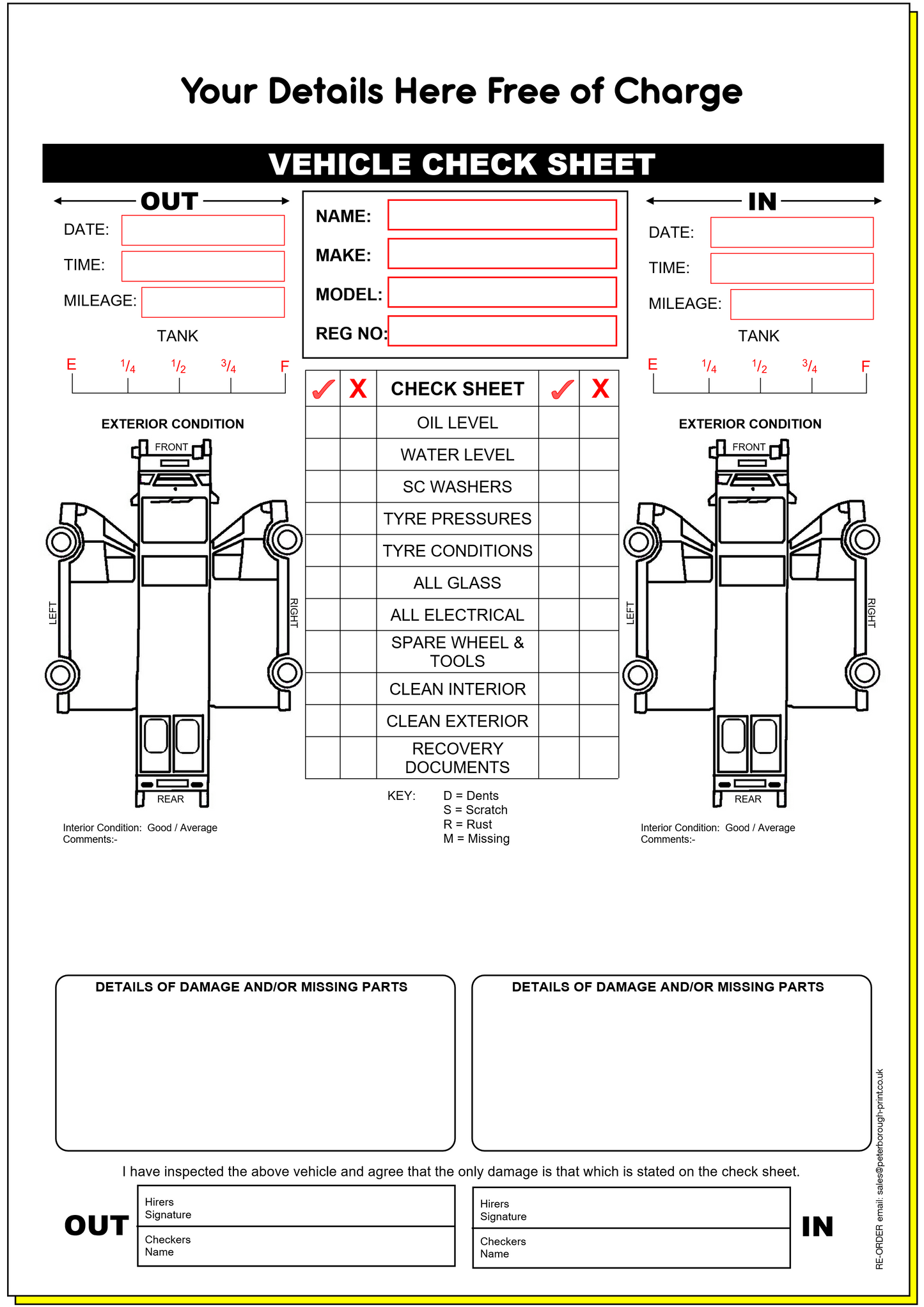 Forms for the Motor Trade